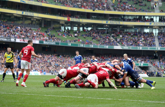 A view of a scrum during the game