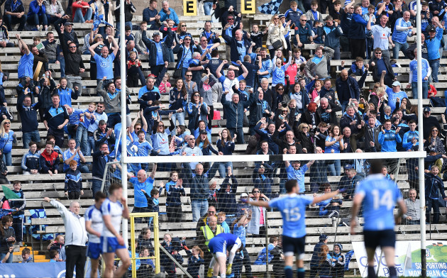 Dublin supporters celebrate after Jack McCaffrey scores the winning goal in the final moments