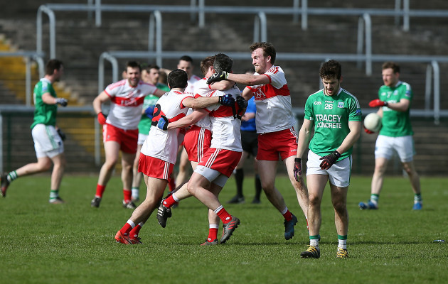 Derry players  celebrates their win