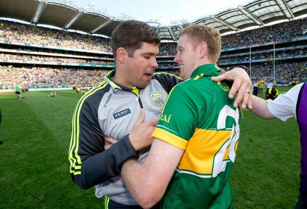 Eamonn Fitzmaurice celebrates with Colm Cooper