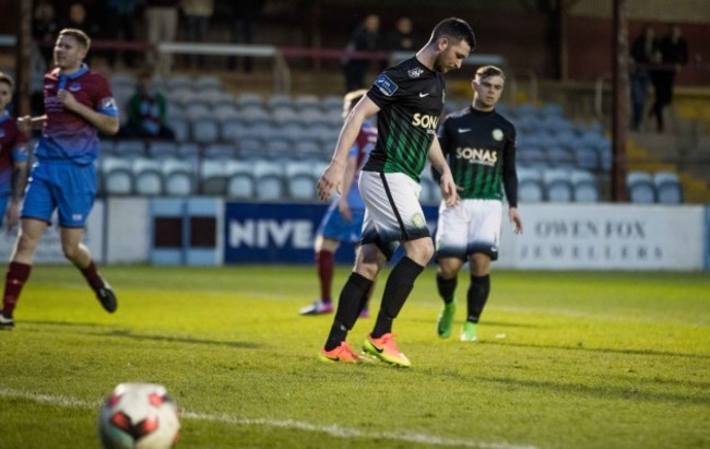 Bray Wanderers' Ryan Brennan reacts after missing a penalty