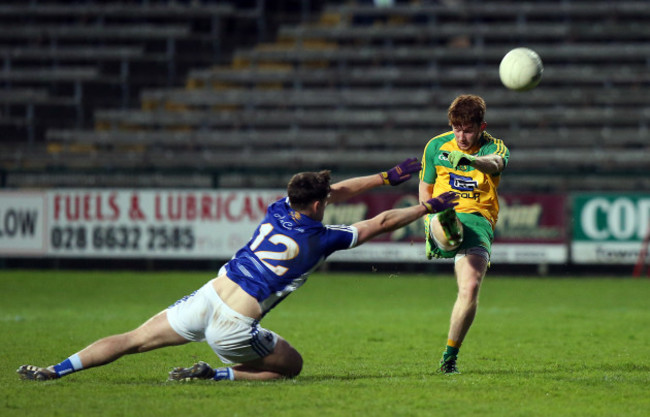 Donegal's Lorcan Connor with Matthew McKenna of Cavan