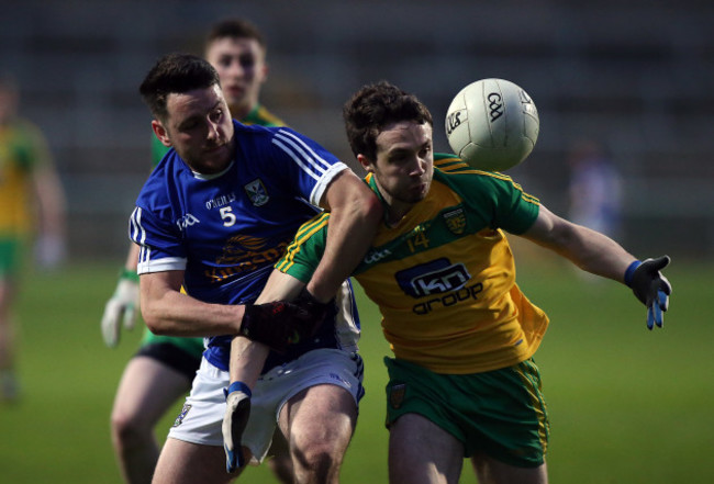 Donegal's Cian Mulligan with Shan O&rsquo;Connor of Cavan