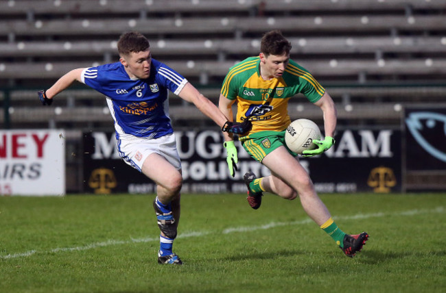 Donegal's Jamie Brennan with Eoin Sommerville of Cavan