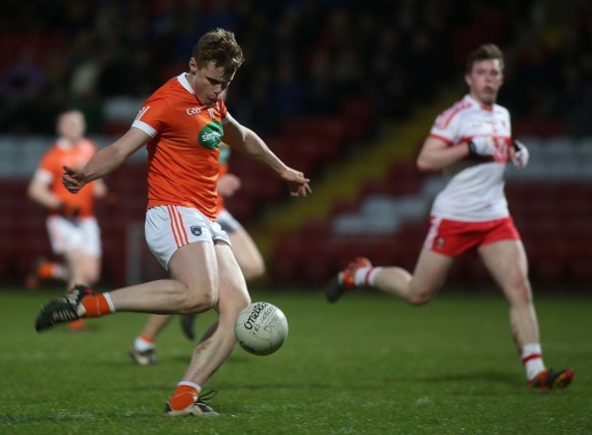 Armagh's Oisin O'Neill scores a goal