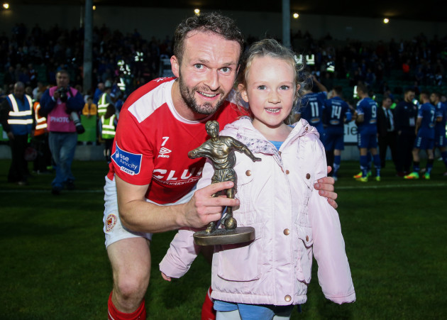 Conan Byrne wins Man of The Match and celebrates with his Daughter Kayla (aged 6)