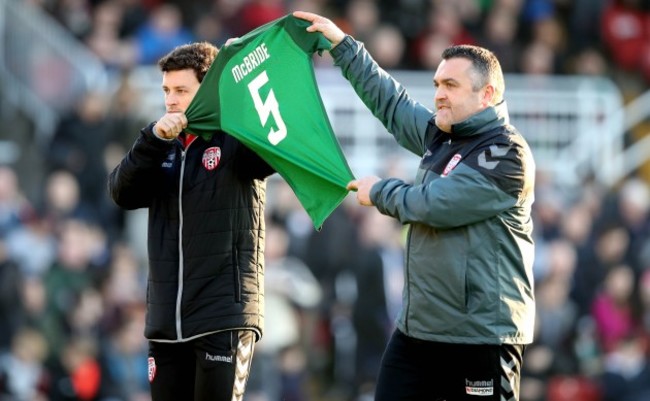 Barry McNamee after being presented with a Cork City jersey with Ryan McBride on the back