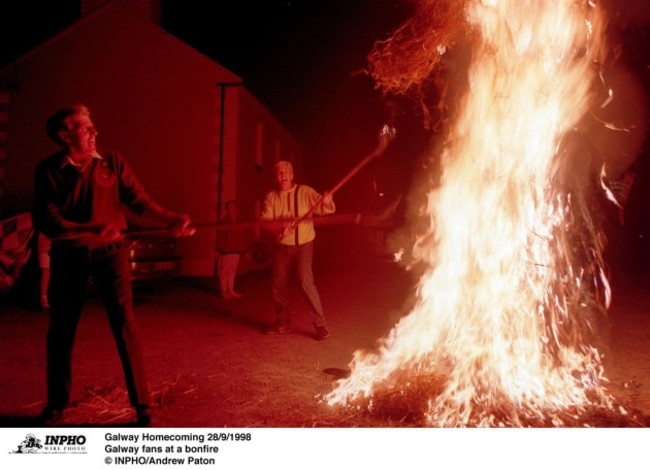 Galway fans at a bonfire 28/9/1998