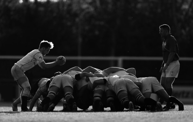 A view of a scrum at the game