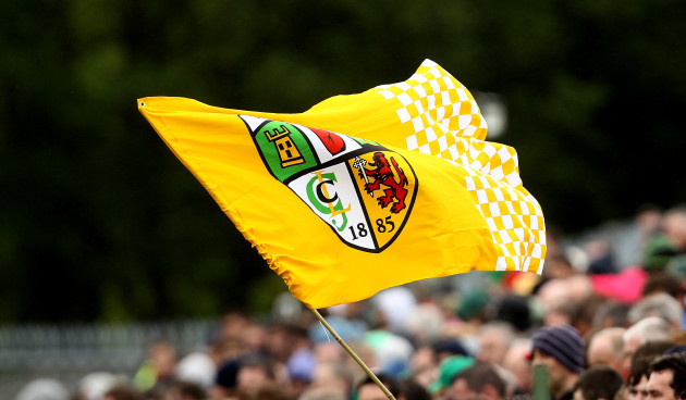 An Antrim flag in the crowd