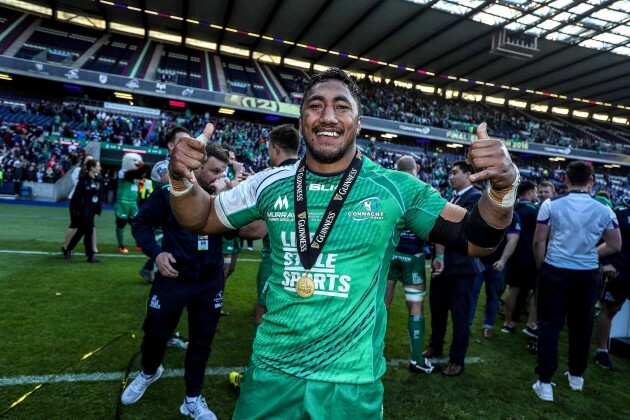 Bundee Aki celebrates after the game