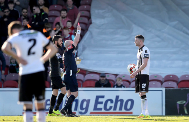 Ciaran Kilduff is sent off by Referee Robert Rogers