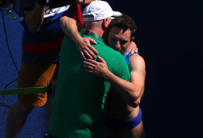 Damian Ball celebrates with Oliver Dingley