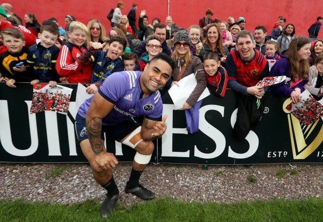 Francis Saili with fans after training