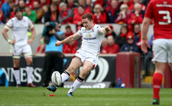 Paddy Jackson kicks a penalty