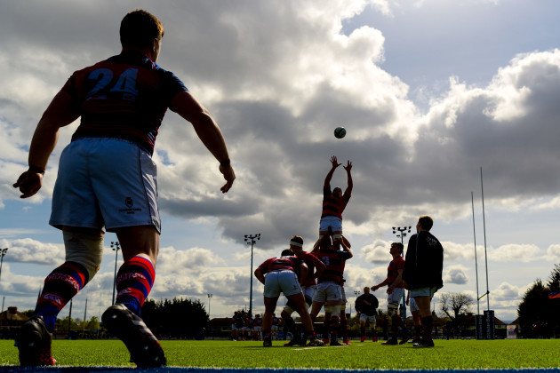 Clontarf practice line-outs before the game