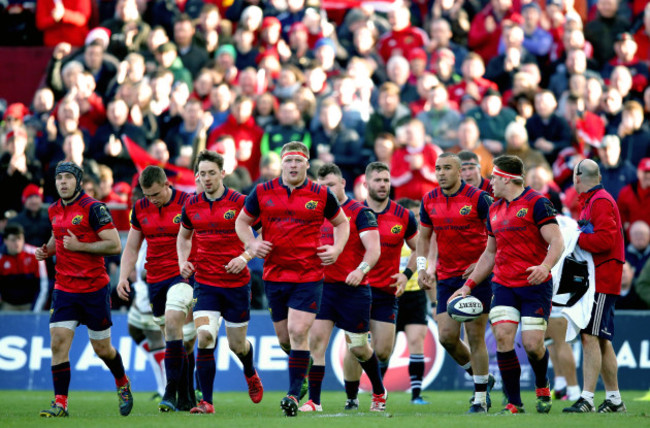 Munster walk back after CJ Stander scores a try