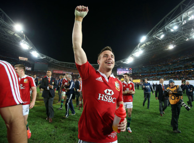 Tommy Bowe celebrates