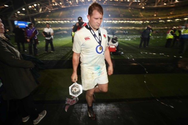 Dylan Hartley with the RBS 6 Nations trophy