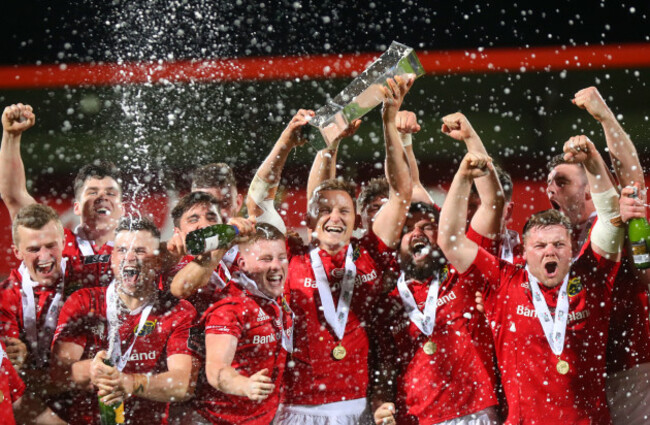 Cian Bohane lifts the British  Irish Cup