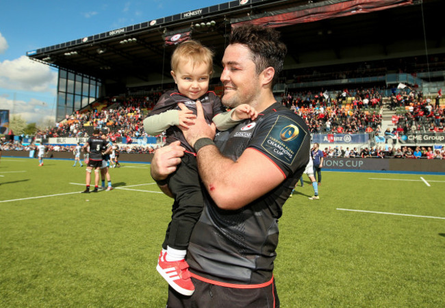 Brad Barritt with his son Leo after the game