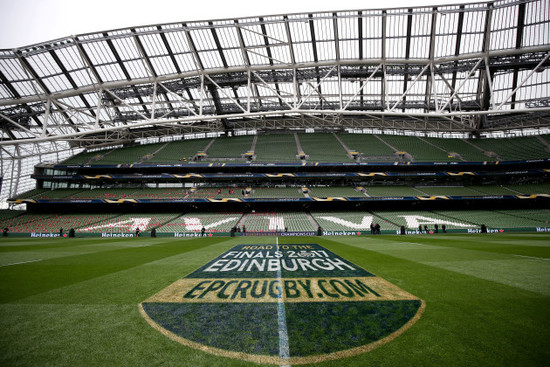 A view of final branding in the Aviva Stadium