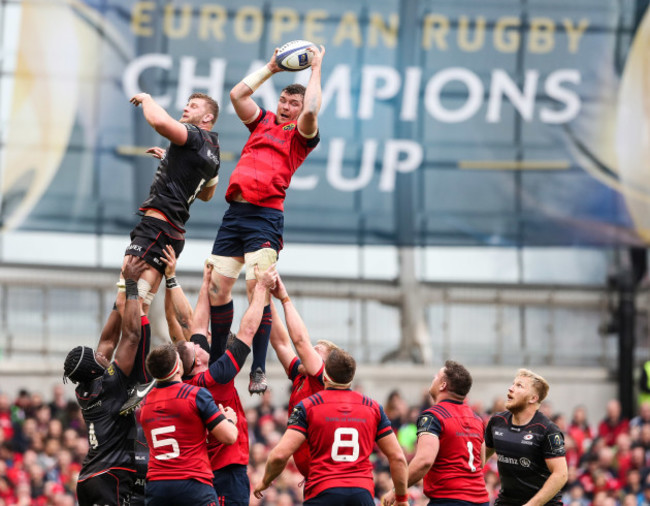 Peter O&rsquo;Mahony wins a lineout ahead of George Kruis