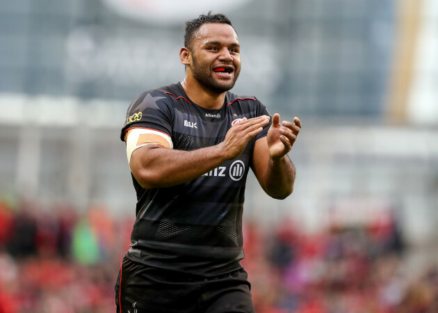 Billy Vunipola celebrates Chris Wyles try