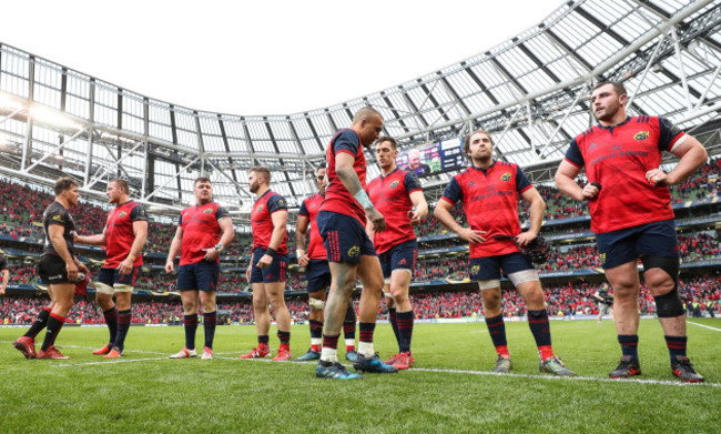 Munster players dejected at the final whistle