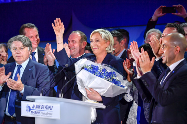 FRANCE-HENIN-BEAUMONT-PRESIDENTIAL ELECTION-FIRST ROUND-LE PEN-CELEBRATION