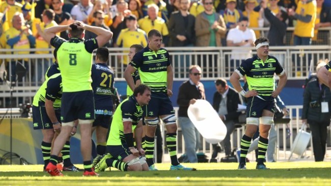 Ross Molony, Rhys Ruddock and Josh van der Flier dejected after the game