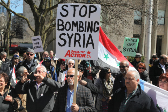 Canada: Protest against Donald Trump's decision to launch airstrikes against Syria in Toronto