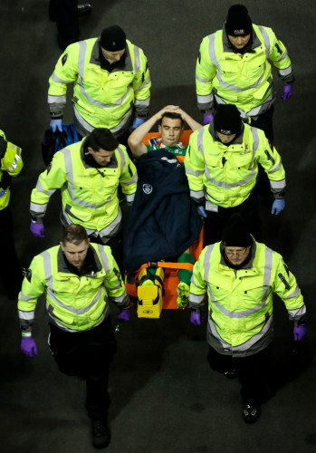 Seamus Coleman is carried off the field