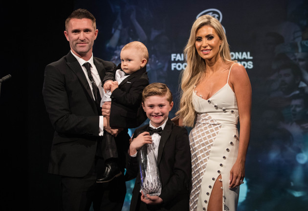 Robbie Keane with his wife Claudine and sons Robbie and Hudson