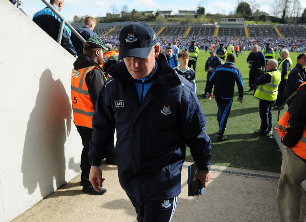 Jim Gavin leaves the field after the game