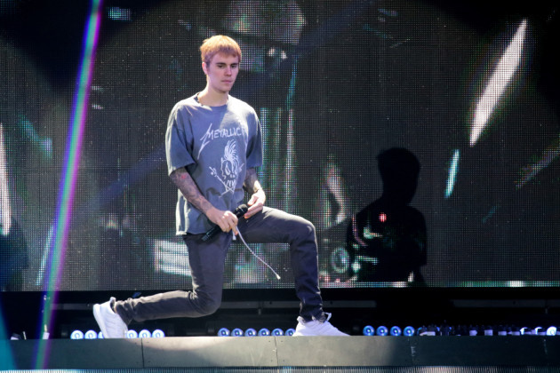 Justin Bieber performs during the Purpose World Tour - Poland