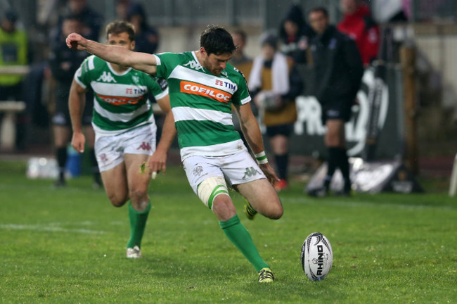 Ian McKinley kicks at goal