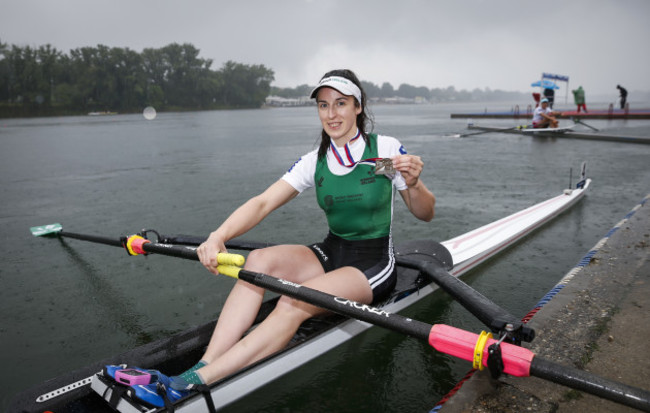 Denise Walsh celebrates winning silver