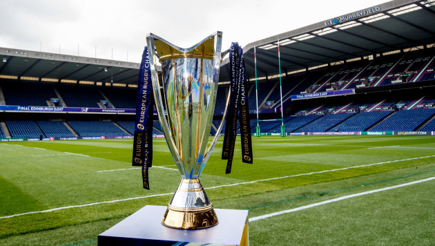 A view of the Champions Cup trophy