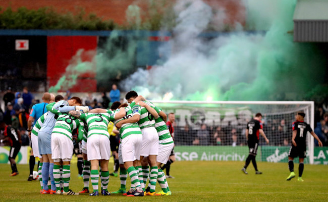 Rovers' team huddle