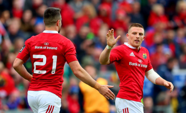 Conor Murray celebrates with try score Andrew Conway