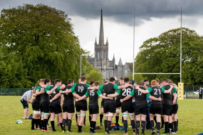 The Ireland team huddle