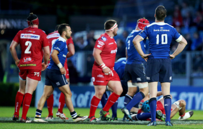 Johnny Sexton reacts after a kick