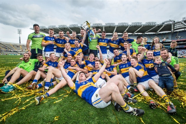 Tipperary team celebrate with the Liam MacCarthy cup