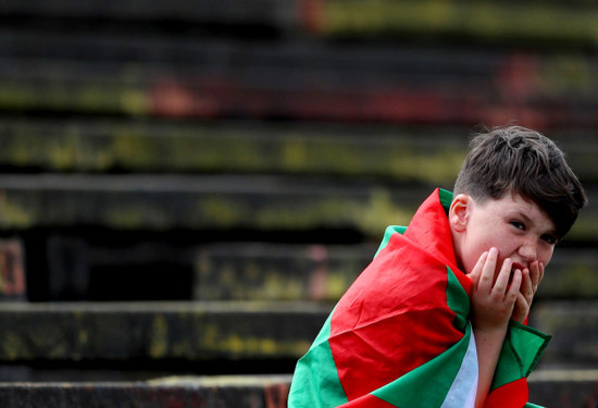 A Mayo fan looks on