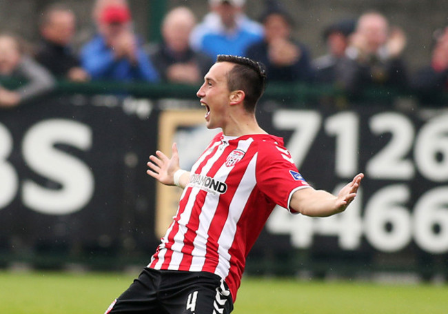 Aaron McEneff celebrates scoring their first goal