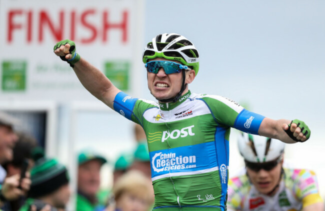 Matthew Teggart celebrates winning the 3rd stage
