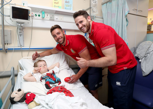 Rhys Webb and Tommy Seymour with Cameron Stanley