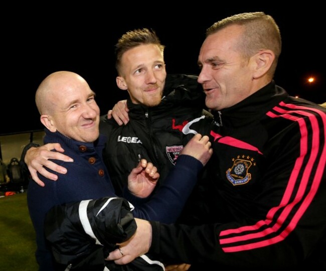 Shane Keegan celebrates at the final whistle