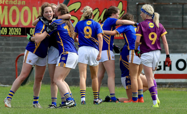 Tipperary players celebrate at the final whistle